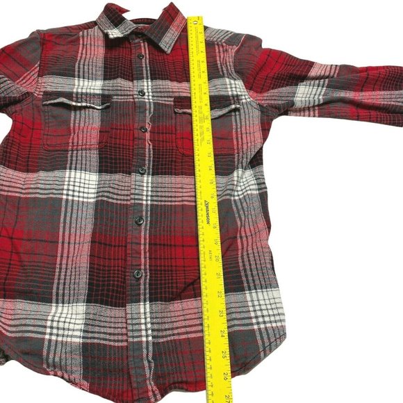 Mossimo Supply Co Womens Flannel Shirt Sz S/P Petite Small Button Down Red Plaid - Picture 7 of 10